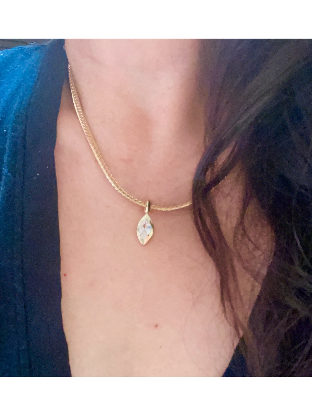 Gold Marquise CZ Pendant Necklace - Elegant- House Of Harlow 1960